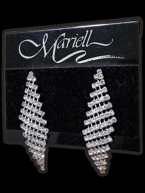 Mariell Silver Crystal Cascade Drop Earrings